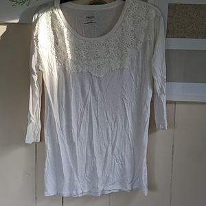 White embroidered lace maternity top motherhood